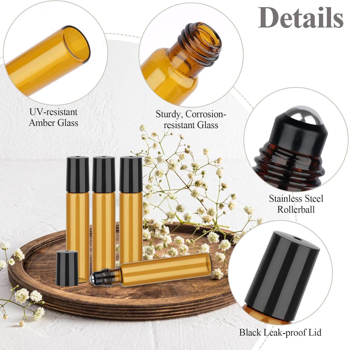 10 Pcs Amber Roller Bottles fo - огляд і ціна Attar Oil Roll On