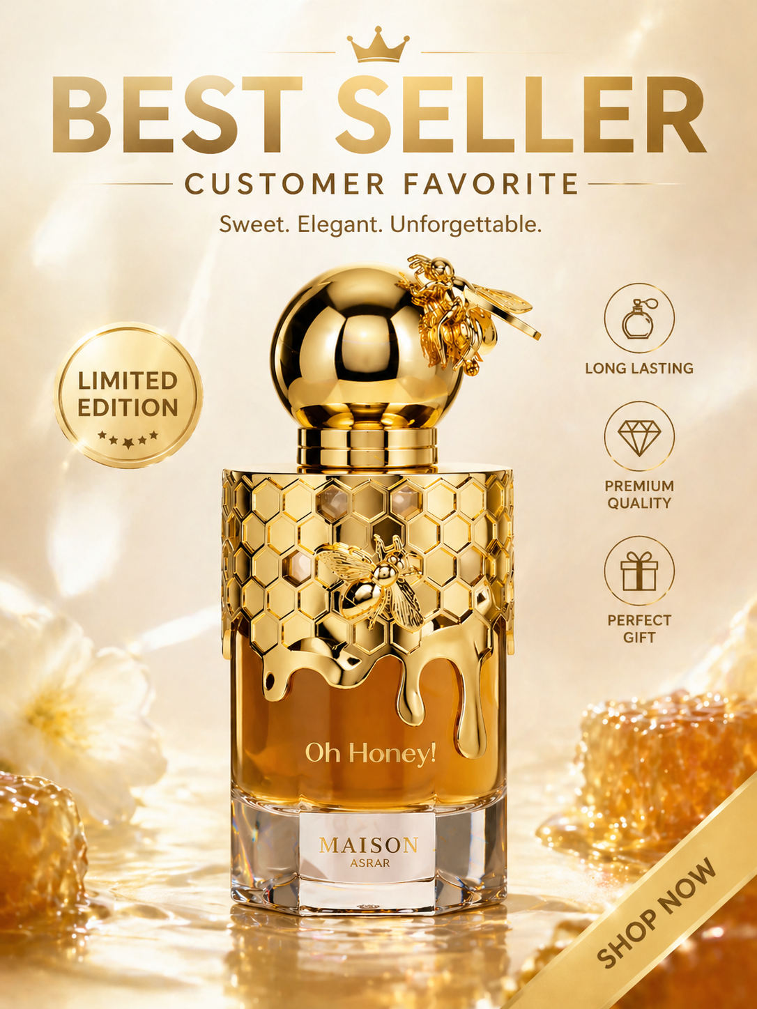 Luxurious Golden Bee Honey Per - огляд і ціна Perfume Fragrance Time